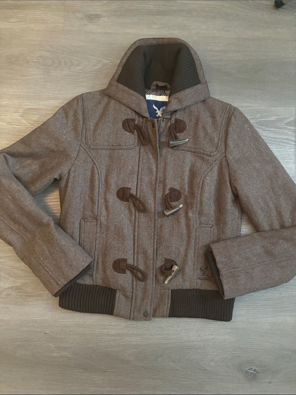 American Eagle Outfitters Y2K Brown Toggle Bomber Jacket